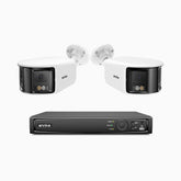 FDH600 - 8 Channel PoE Security System with 2 Dual Lens Cameras, 6MP Resolution, 180° Panoramic View, Smart Dual Light Night Vision, Two-Way Audio, Active Siren & Alarm, Human & Vehicle Detection, IP67